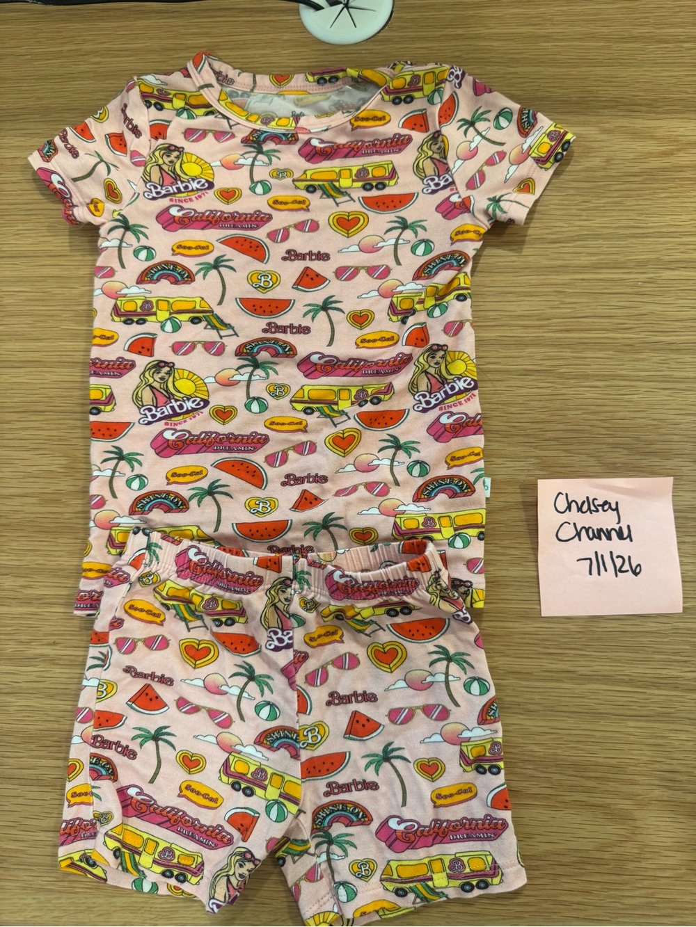 Posh peanut Barbie Pink Multi-Print Short Pajama Set